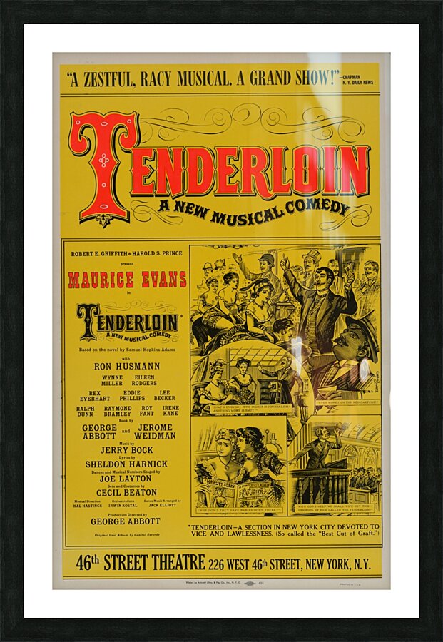 Tenderloin a new musical comedy 1961 Artcraft Lithograph Poster 1905–1970 Picture Frame print