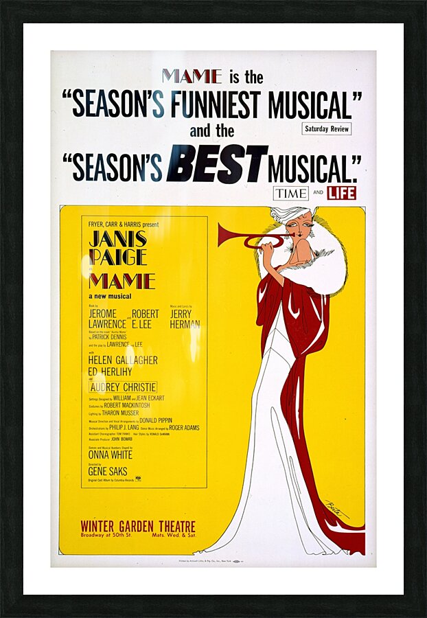 Mame 1965 Artcraft Lithograph Poster 1905–1970 Picture Frame print