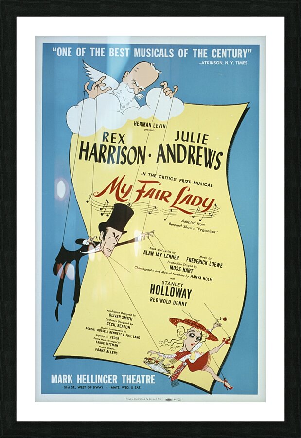 My fair lady 1956 Al Hirschfeld American 1903-2003 Artcraft Lithograph Poster Impression et Cadre photo