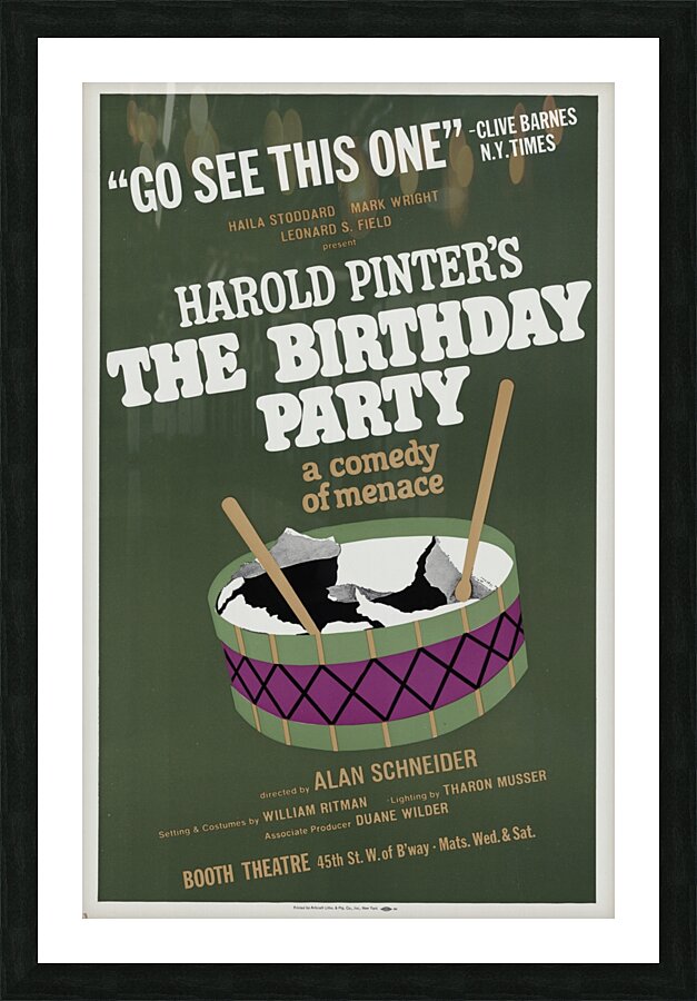 The Birthday party 1967 Artcraft Lithograph Poster 1905–1970 Picture Frame print