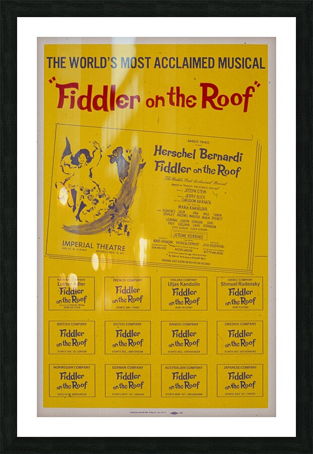 Fiddler on the Roof 1967 1905–1970 Artcraft Lithograph Poster Impression et Cadre photo