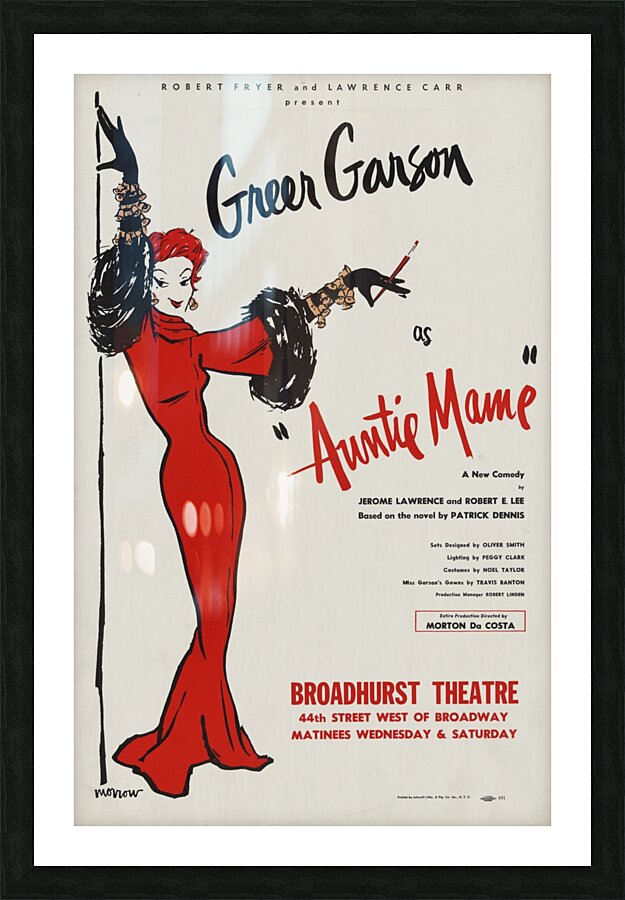 Greer Garson as ‘Auntie Mame’ 1958 Artcraft Lithograph Poster 1905–1970 Picture Frame print