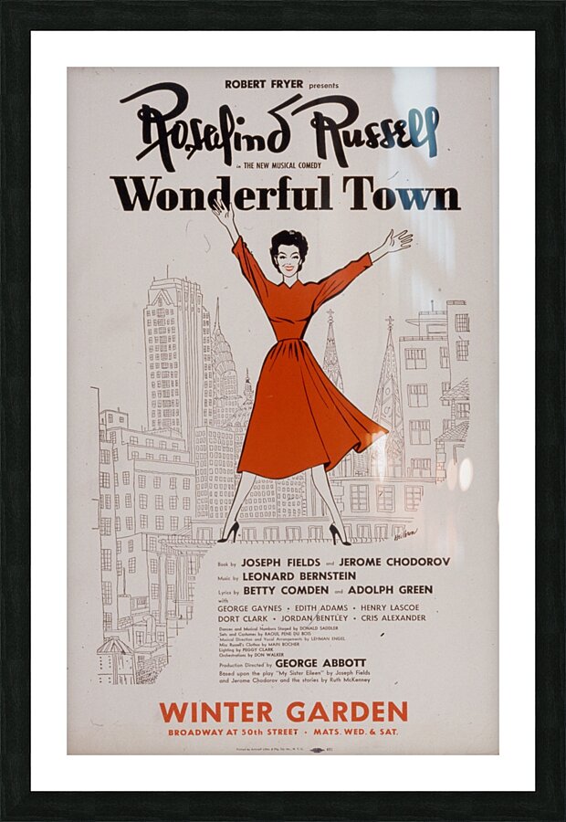 Rosalind Russell in the new musical comedy Wonderful Town 1953 Artcraft Lithograph Poster 1905–1970 Picture Frame print
