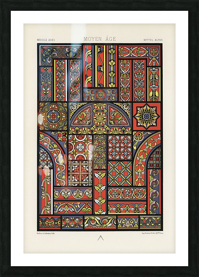 Middle-Ages pattern. 1888 edition Lornement Polychrome by Albert Racine 1825–1893. Picture Frame print