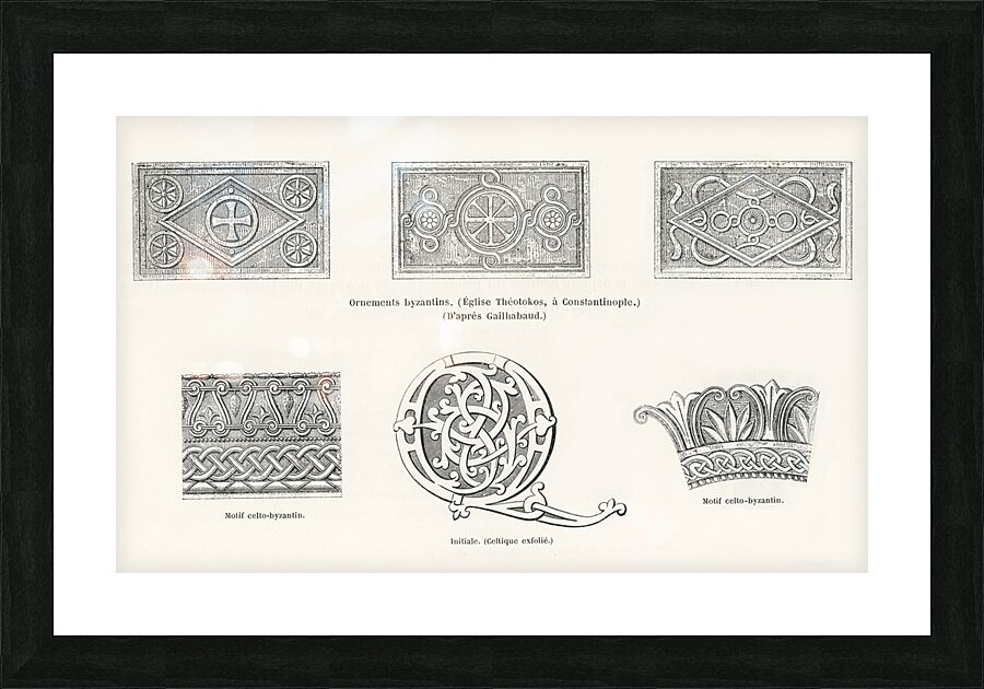 Byzantine pattern. 1888 edition Lornement Polychrome by Albert Racine 1825–1893. Picture Frame print