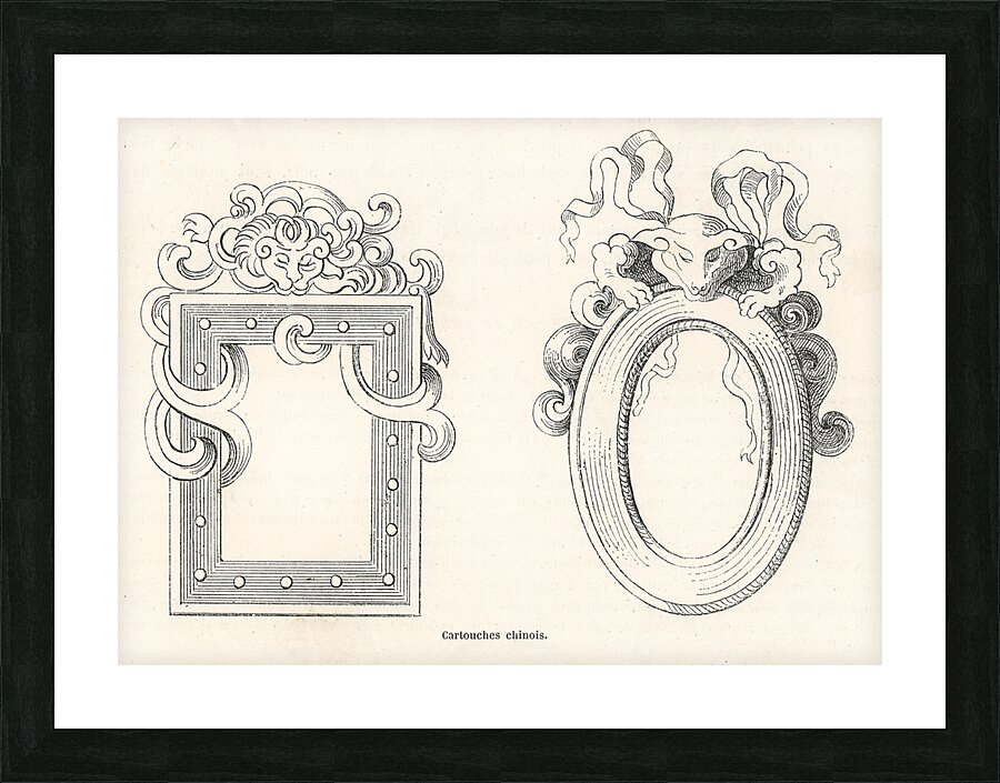 Antique Chinese illustration. 1888 edition Lornement Polychrome by Albert Racine 1825–1893. Picture Frame print