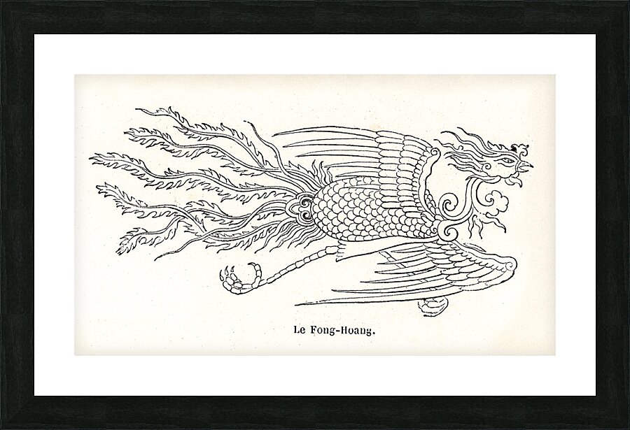 Antique Chinese illustrations. 1888 edition Lornement Polychrome by Albert Racine 1825–1893. Picture Frame print