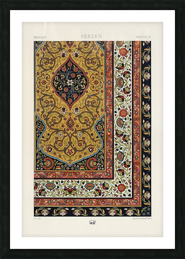 Persian pattern. 1888 edition Lornement Polychrome by Albert Racine 1825–1893. Picture Frame print