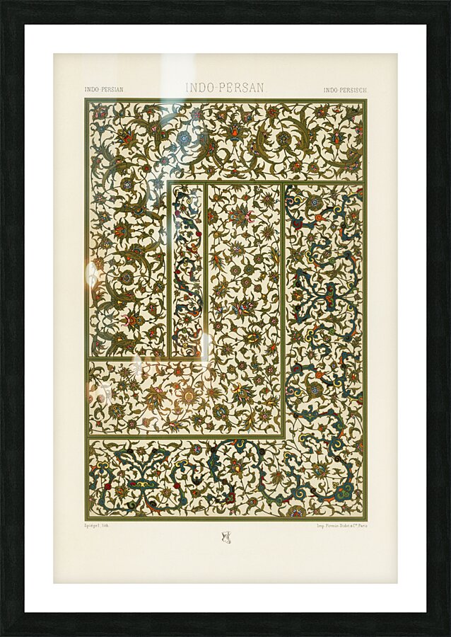Indo-Persian pattern. 1888 edition Lornement Polychrome by Albert Racine 1825–1893. Picture Frame print