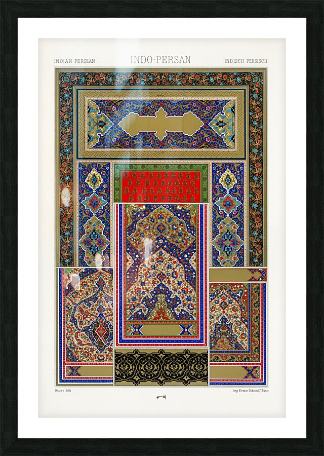 Indo-Persian pattern. 1888 edition Lornement Polychrome by Albert Racine 1825–1893. Picture Frame print
