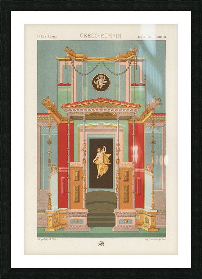 Greek-Roman pattern. 1888 edition Lornement Polychrome by Albert Racine 1825–1893. Picture Frame print