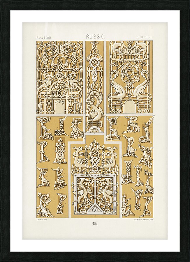 Russian pattern. 1888 edition Lornement Polychrome by Albert Racine 1825–1893. Picture Frame print