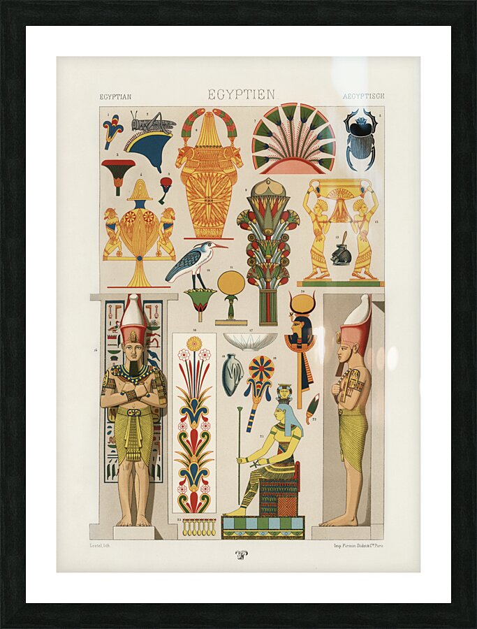 Egyptian pattern Lornement Polychrome 1888 by Albert Racinet 1825-1893. 1888 edition. Picture Frame print