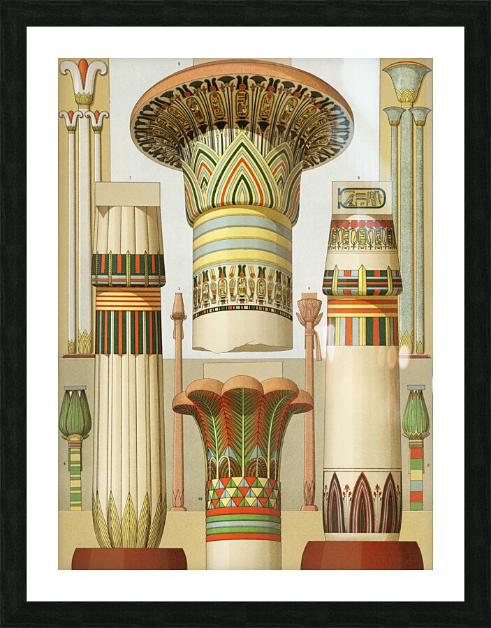 Egyptian pattern. 1888 edition Lornement Polychrome by Albert Racine 1825–1893. Picture Frame print