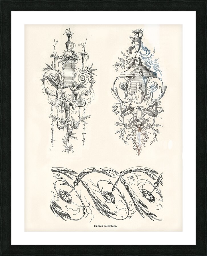 Antique illustrations. 1888 edition Lornement Polychrome by Albert Racine 1825–1893. Picture Frame print