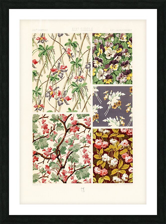 19th Century pattern Lornement Polychrome 1888 by Albert Racinet 1825&ndash1893. 1888 edition. Picture Frame print