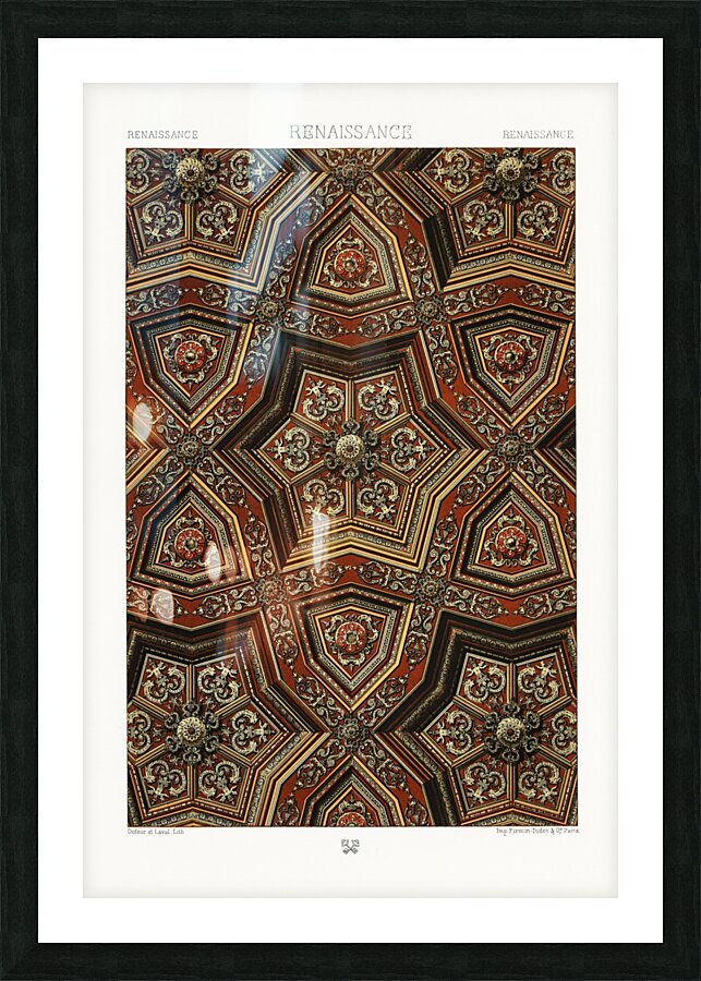 Renaissance pattern Lornement Polychrome 1888 by Albert Racinet 1825-1893. 1888 edition. Picture Frame print