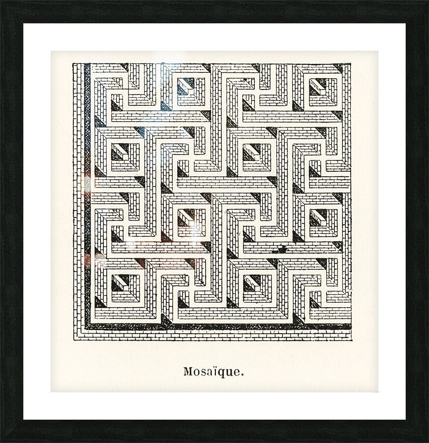 Mosaic pattern. 1888 edition Lornement Polychrome by Albert Racine 1825–1893. Picture Frame print