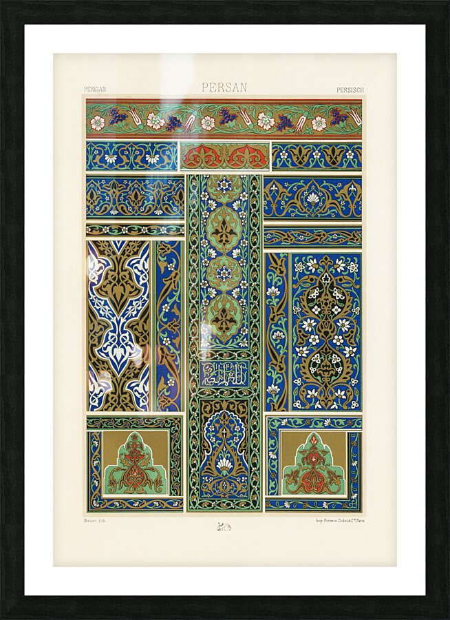 Persian pattern. 1888 edition Lornement Polychrome by Albert Racine 1825–1893. Picture Frame print