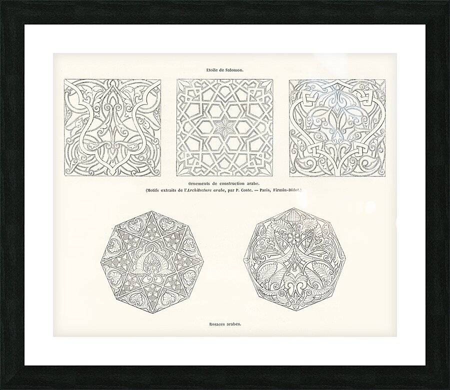 Antique Arabic design. 1888 edition Lornement Polychrome by Albert Racine 1825–1893. Picture Frame print