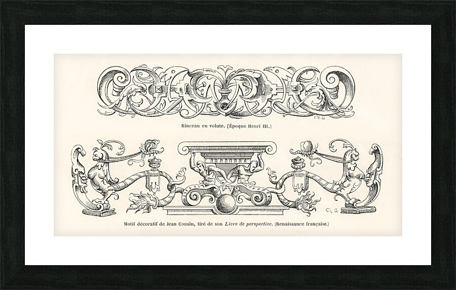 Renaissance ornamental designs. 1888 edition Lornement Polychrome by Albert Racine 1825–1893. Picture Frame print