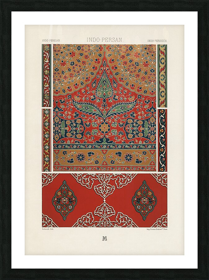 Indo-Persian pattern. 1888 edition Lornement Polychrome by Albert Racine 1825–1893. Picture Frame print