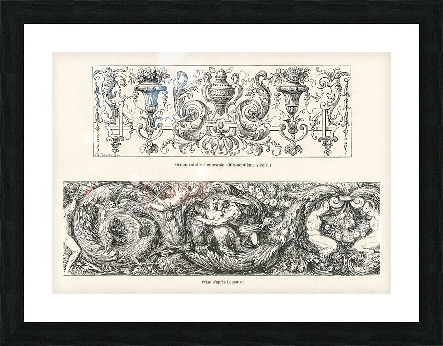 17th-century ornamental designs. 1888 edition Lornement Polychrome by Albert Racine 1825–1893. Picture Frame print