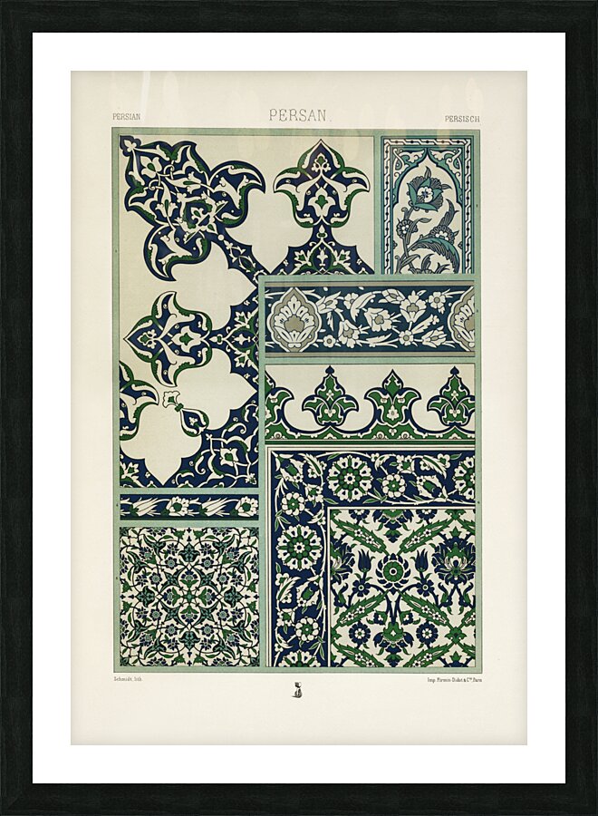Persian pattern. 1888 edition Lornement Polychrome by Albert Racine 1825–1893. Impression et Cadre photo