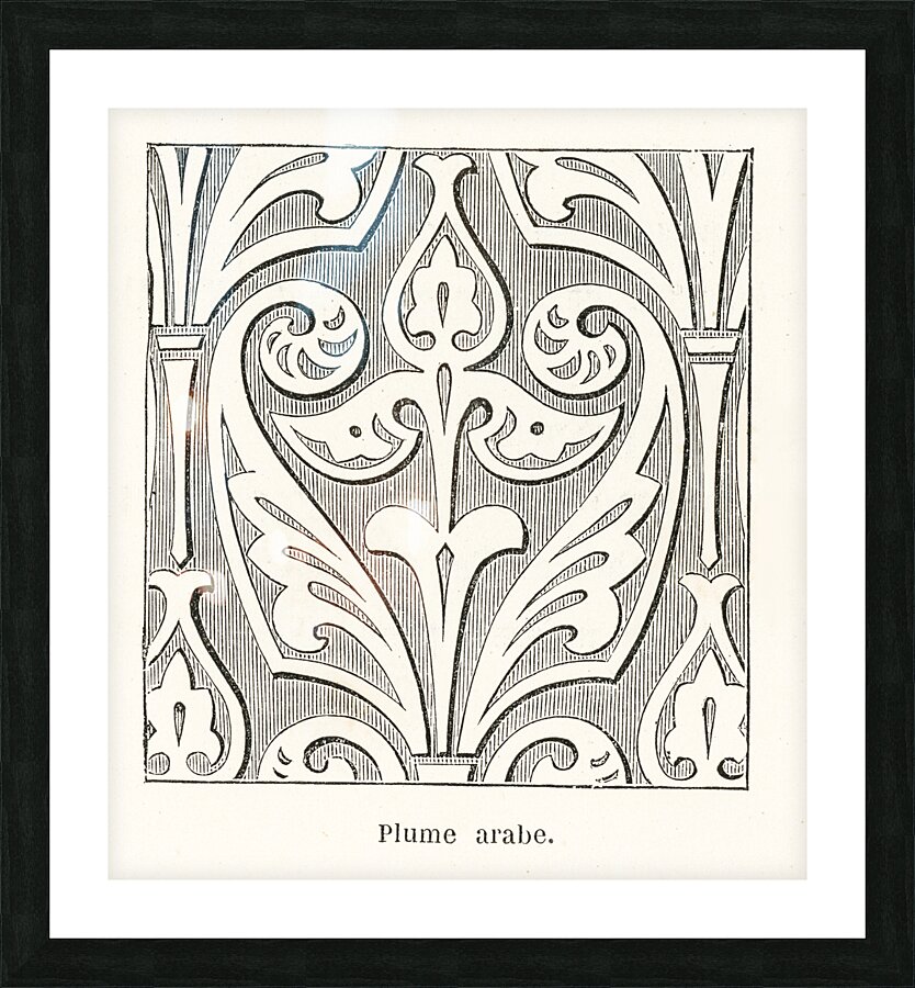 Arabic feather design. 1888 edition Lornement Polychrome by Albert Racine 1825–1893. Picture Frame print