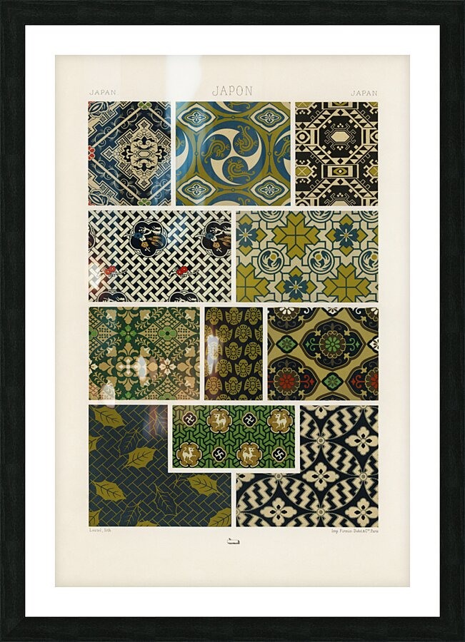 Japan pattern. 1888 edition Lornement Polychrome by Albert Racine 1825–1893. Picture Frame print