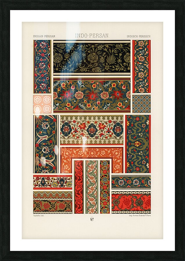 Indo-Persian pattern. 1888 edition Lornement Polychrome by Albert Racine 1825–1893. Picture Frame print