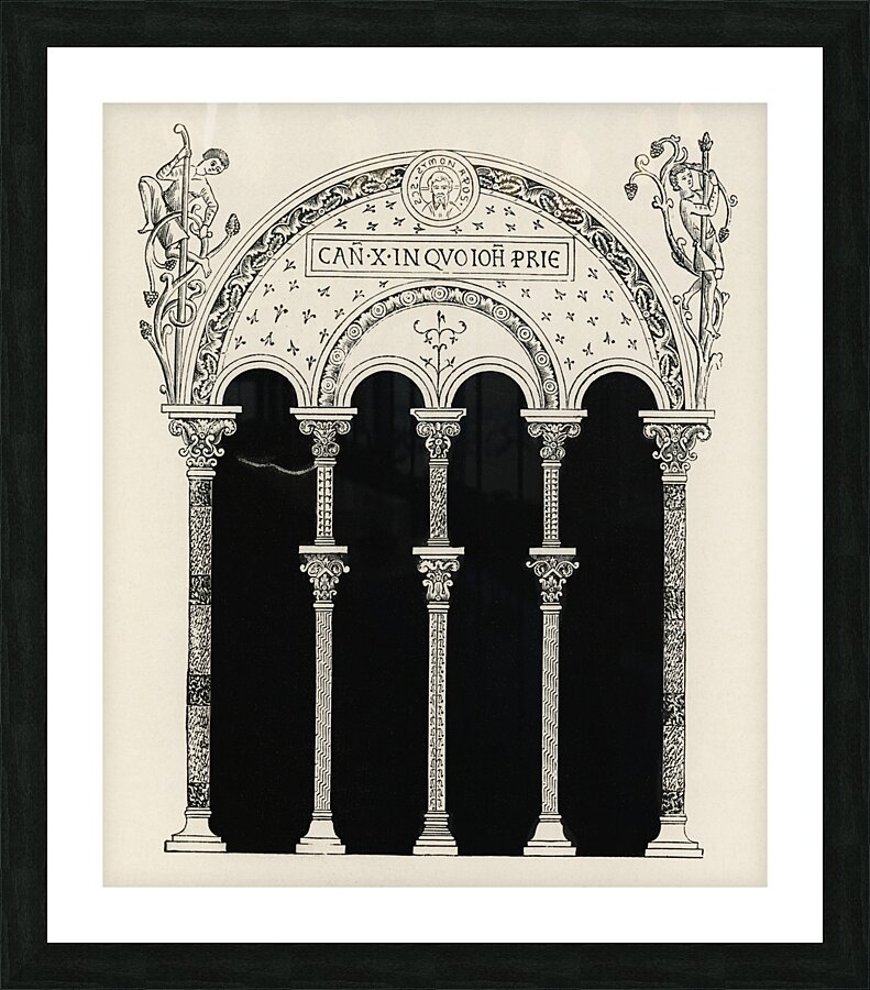 Ancient architecture Illustration. 1888 edition Lornement Polychrome by Albert Racine 1825–1893. Picture Frame print