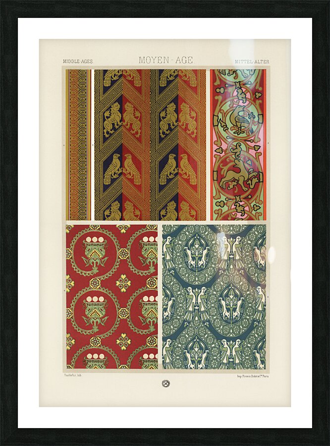 Middle-Ages pattern. 1888 edition Lornement Polychrome by Albert Racine 1825–1893. Picture Frame print