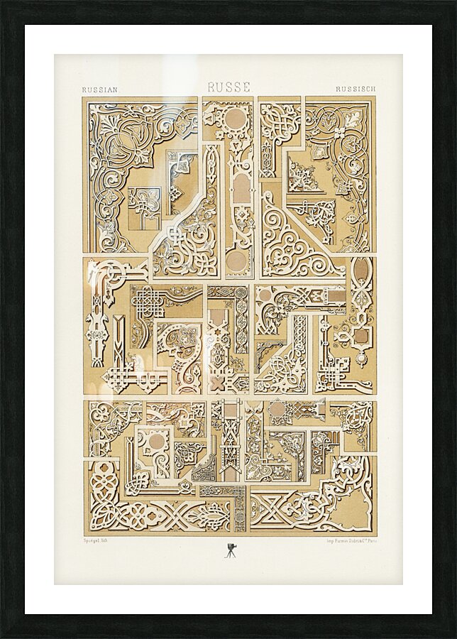 Russian pattern. 1888 edition Lornement Polychrome by Albert Racine 1825–1893. Picture Frame print