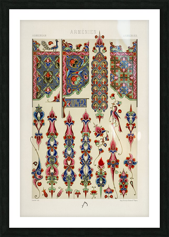 Armenian pattern. 1888 edition Lornement Polychrome by Albert Racine 1825–1893. Picture Frame print