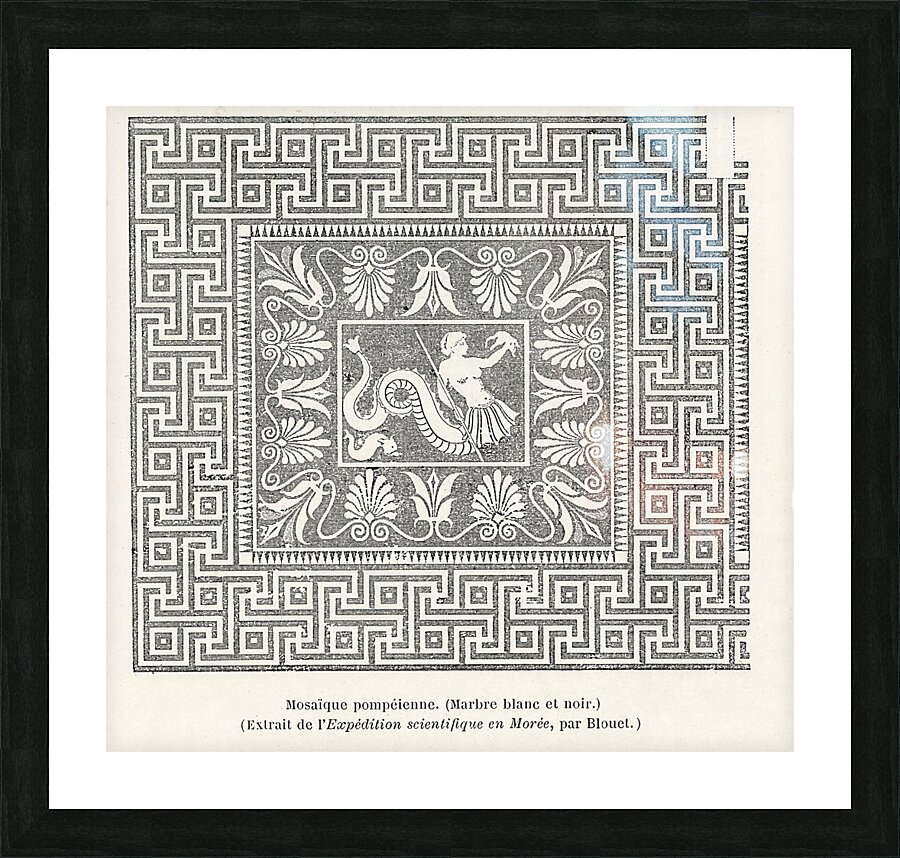 Pompeiian decorative design. 1888 edition Lornement Polychrome by Albert Racine 1825–1893. Picture Frame print