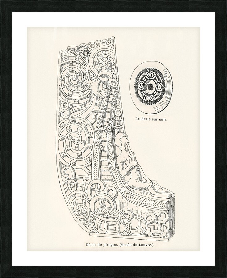 Canoe decorative element. 1888 edition Lornement Polychrome by Albert Racine 1825–1893. Picture Frame print