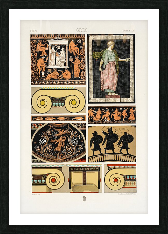 Greek pattern. 1888 edition Lornement Polychrome by Albert Racine 1825–1893. Impression et Cadre photo