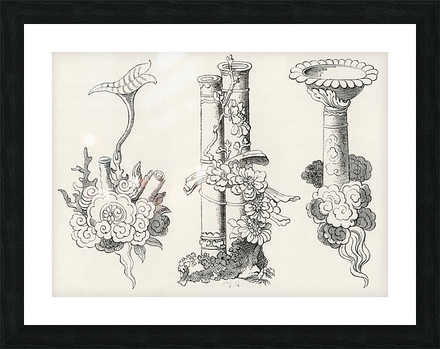 Chinese decorative elements. 1888 edition Lornement Polychrome by Albert Racine 1825–1893. Picture Frame print