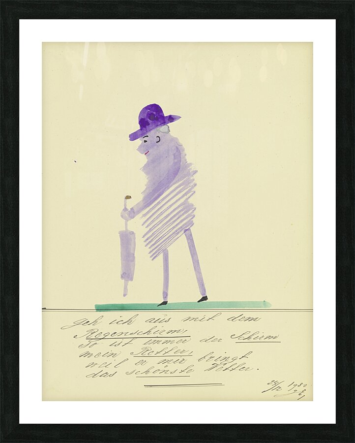 ‘Geh ich aus mit dem Regenschirm …’ 1930  My Pictures Become Wilder and Wilder By John Elsas Picture Frame print