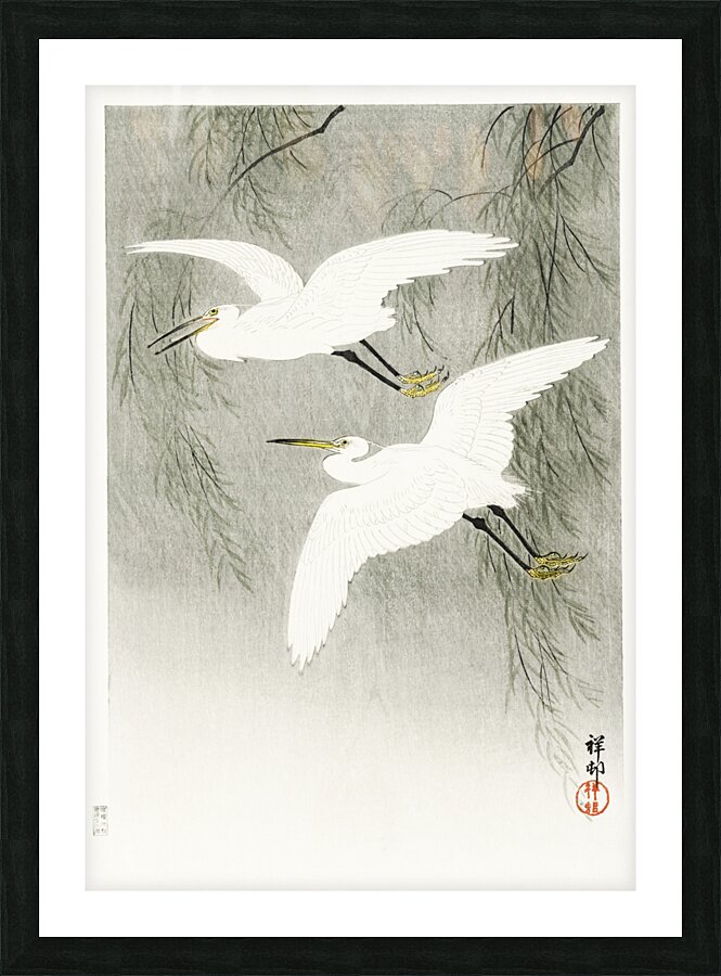 Little Egrets in flight 1925 - 1936 by Ohara Koson 1877-1945. Picture Frame print