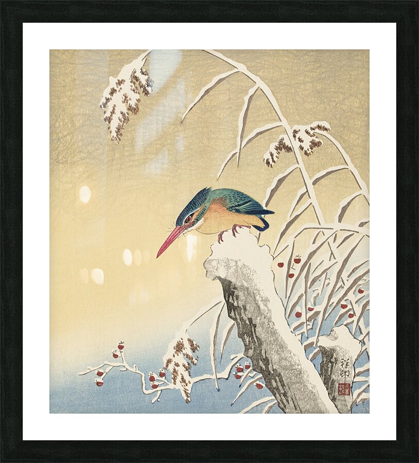Kingfisher in the snow 1925-1936 by Ohara Koson 1877-1945 Picture Frame print