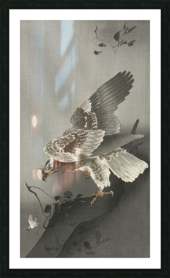 Eagle lurking at a prey 1877-1930 by Ohara Koson 1877-1945. Picture Frame print
