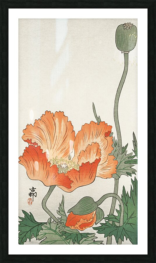 Ring sparrows and insect 1900 - 1936 by Ohara Koson 1877-1945. Picture Frame print