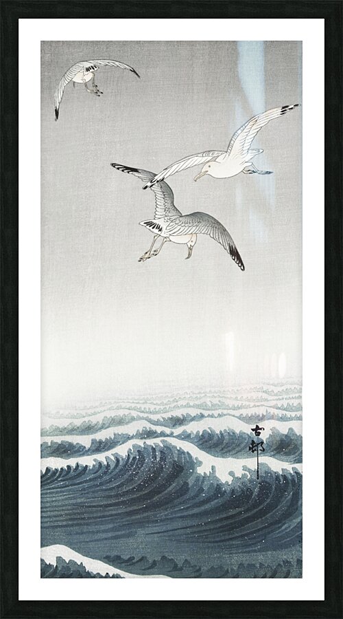 Three seagulls 1900 - 1936 by Ohara Koson 1877-1945. Picture Frame print