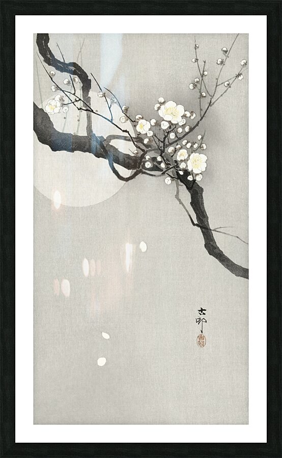 Plum blossom and full moon 1900 - 1936 by Ohara Koson 1877-1945. Picture Frame print