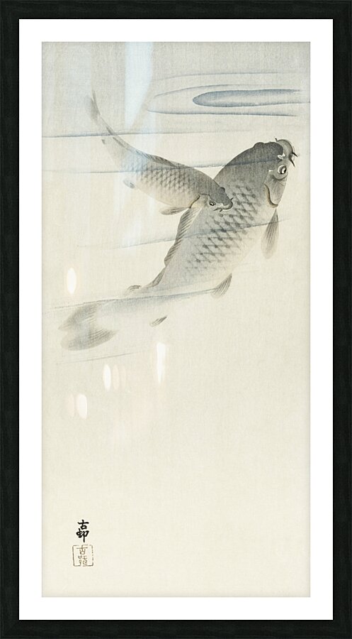Carp 1900 - 1936 by Ohara Koson 1877-1945. Picture Frame print