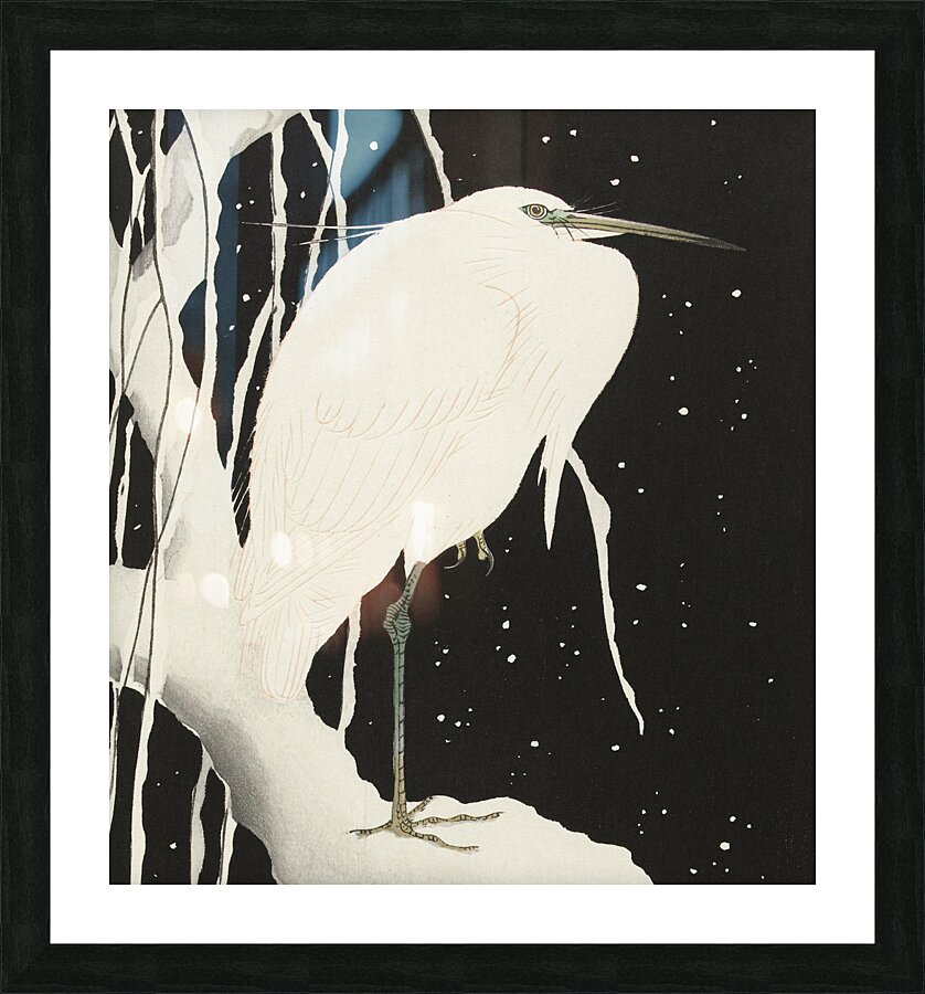Heron in snow 1925-1936 by Ohara Koson 1877-1945 Picture Frame print
