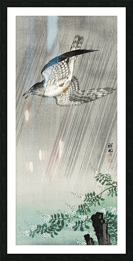 Cuckoo in storm 1925 - 1936 by Ohara Koson 1877-1945. Picture Frame print