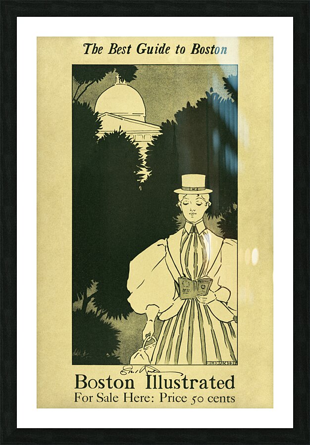 The Best Guide to Boston 1898–1900 poster of a woman by Ethel Reed.  Picture Frame print
